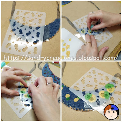 Collar babero stencil frutas paso 5