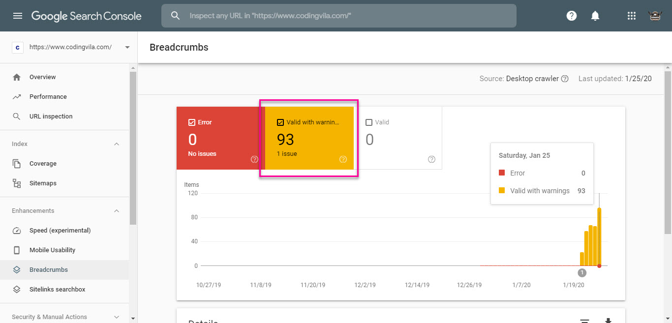 [Fixed] Schema Deprecated Breadcrumbs Warning in