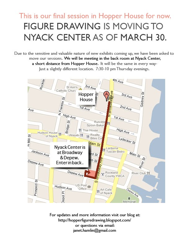 Figure Drawing at the Hopper House Figure Drawing moves to NYACK CENTER