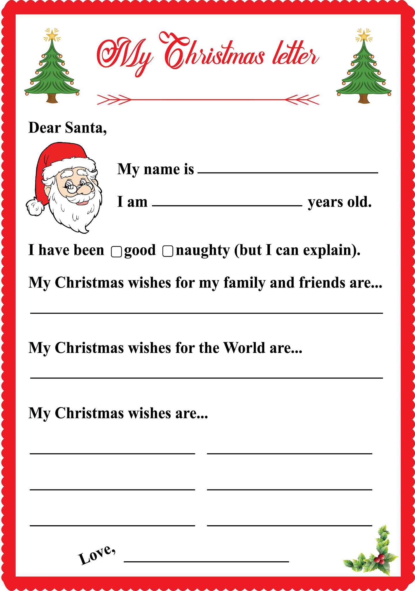 Christmas letter templates / 15+ free printable Christmas wishes letter