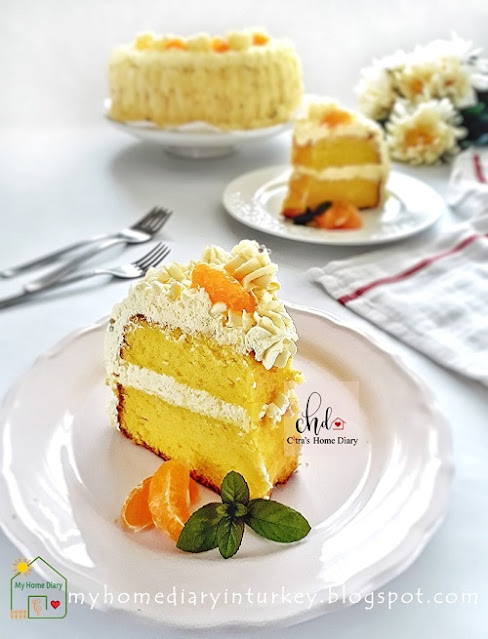 Mandarin Orange Chiffon Cake. Recipe with video / Chiffon Cake Jeruk Mandarin | Çitra's Home Diary. #resepchiffoncake #chiffoncakerecipe #mandarinorangecake #decoratingcakeidea #caramenghiaskueulangtahun #orangecake #videorecipe