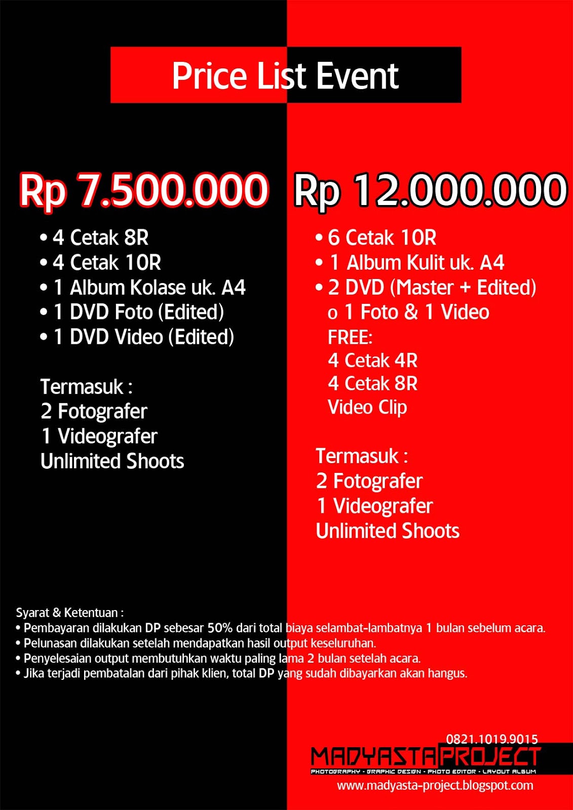 Jasa Pembuatan Media Promosi (Cetak & Produksi) Price List (Edit Foto