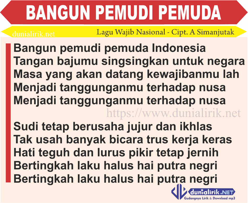 Lirik Lagu Bangun Pemudi Pemuda- Lagu Wajib Nasional Ciptaan A Simanjutak