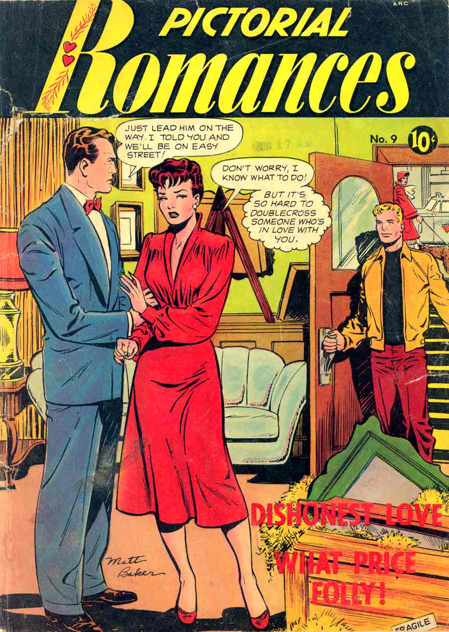 Pictorial Romances #9 st. john golden age 1950s romance comic book cover art by Matt Baker