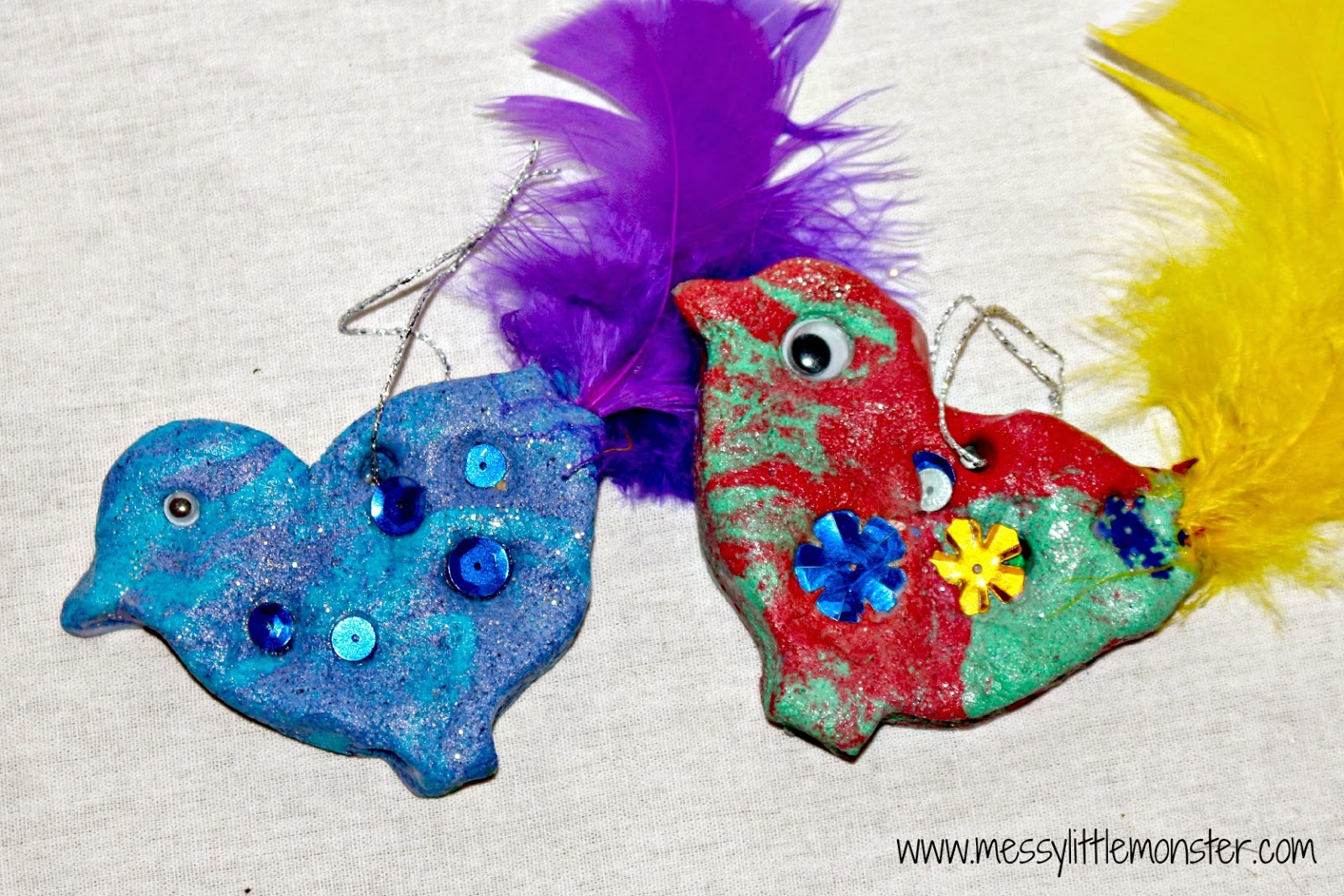 Salt Dough Bird Ornaments Messy Little Monster
