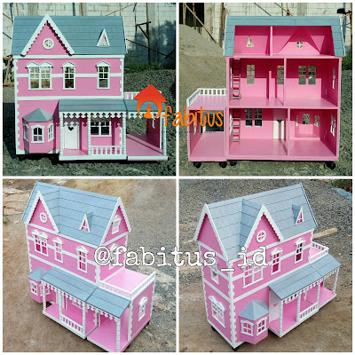 Rumah Boneka Barbie Houston Garasi Pink Abu