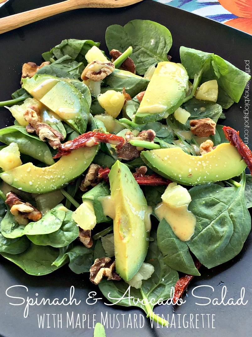 Olla-Podrida: Spinach and Avocado Salad with Maple Mustard Vinaigrette