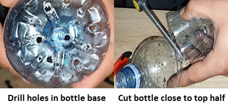 Cut a bottle & drill holes