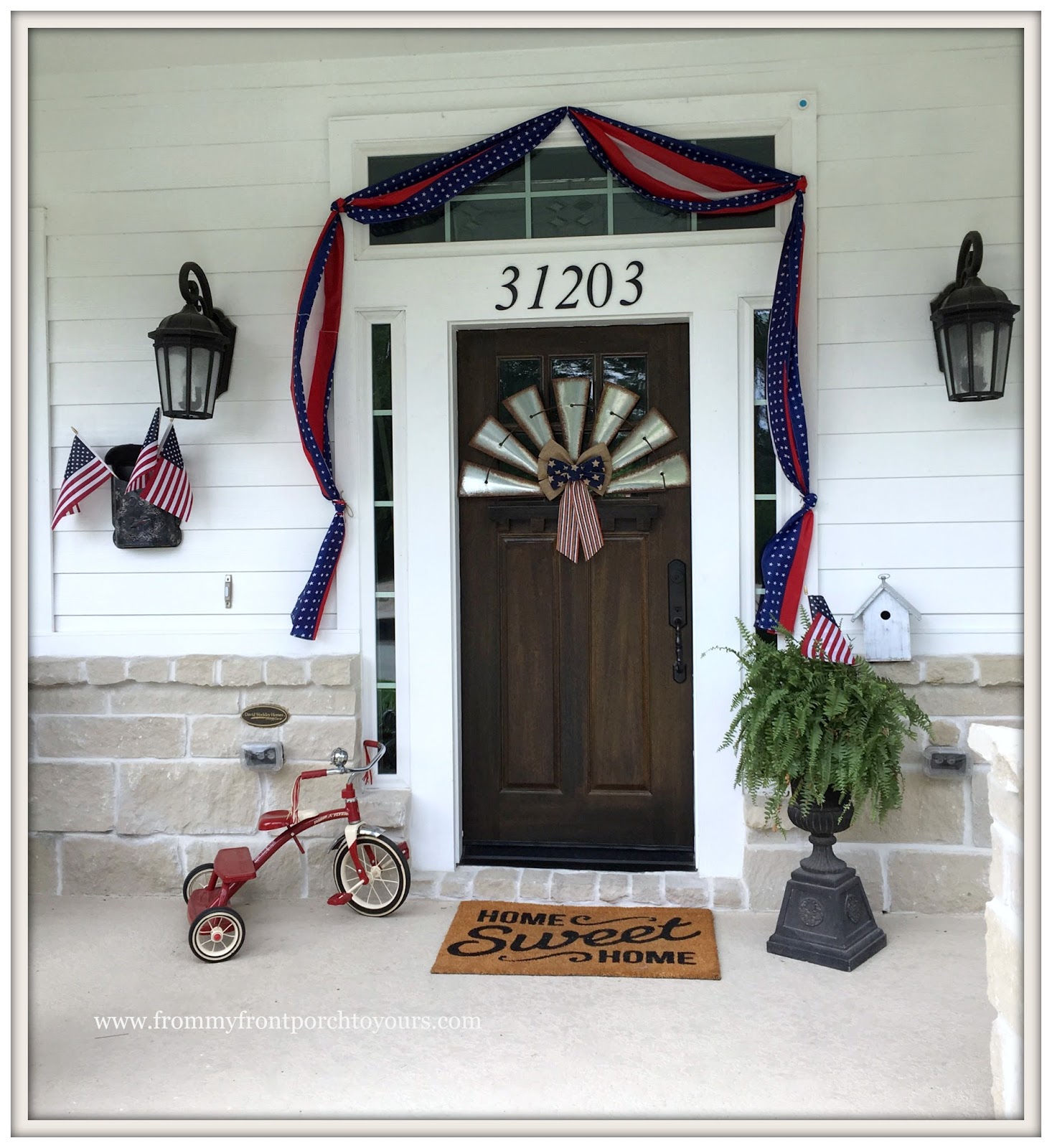 From My Front Porch To Yours Farmhouse Patriotic Summer Front PorchMemorial Day Thru July 4th
