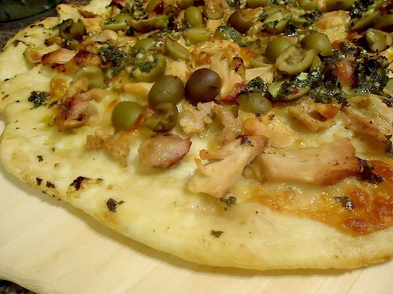 as good as bread Chicken and Olive Pizza with LemonOregano Vinaigrette
