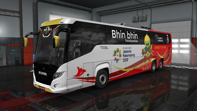 Skin Asian Games 2018 Untuk Bus Scania Touring EP3.5 Euro Truck Simulator 2
