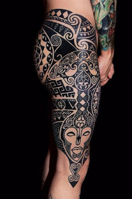 Tato Tribal di Bagian Paha Full