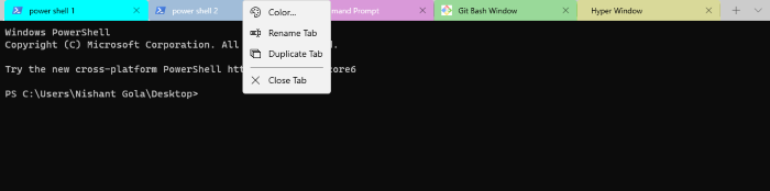 cambiar el nombre del terminal de Windows de pestañas duplicadas de color