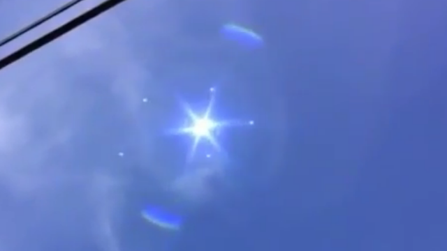 This is the moment the UFO over California releases more Orbs.