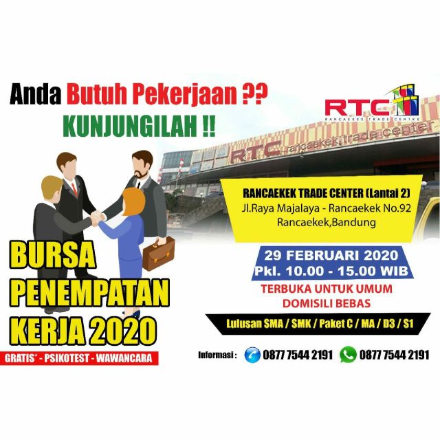 Lowongan Kerja Rancaekek Trade Center Rtc Tingkat Sma Smk D3 S1 2021