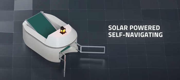 Clearbot is a solar-powered ocean clean up boat
