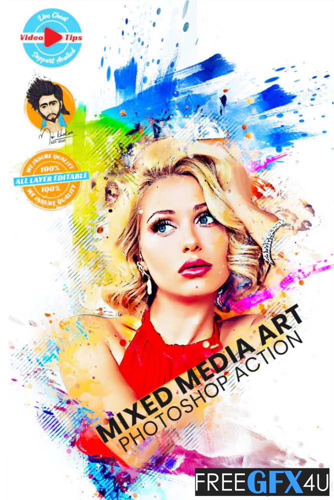 Mixed Media Art Photoshop Action Free Download Mixed Media Art Photoshop Action