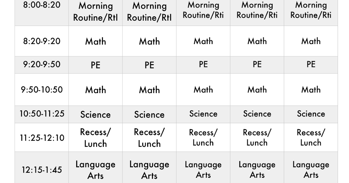 Mrs. Burbridge Reading & RtI: Class Schedule