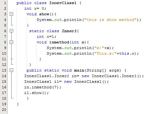 Nested class demo program | java pivot