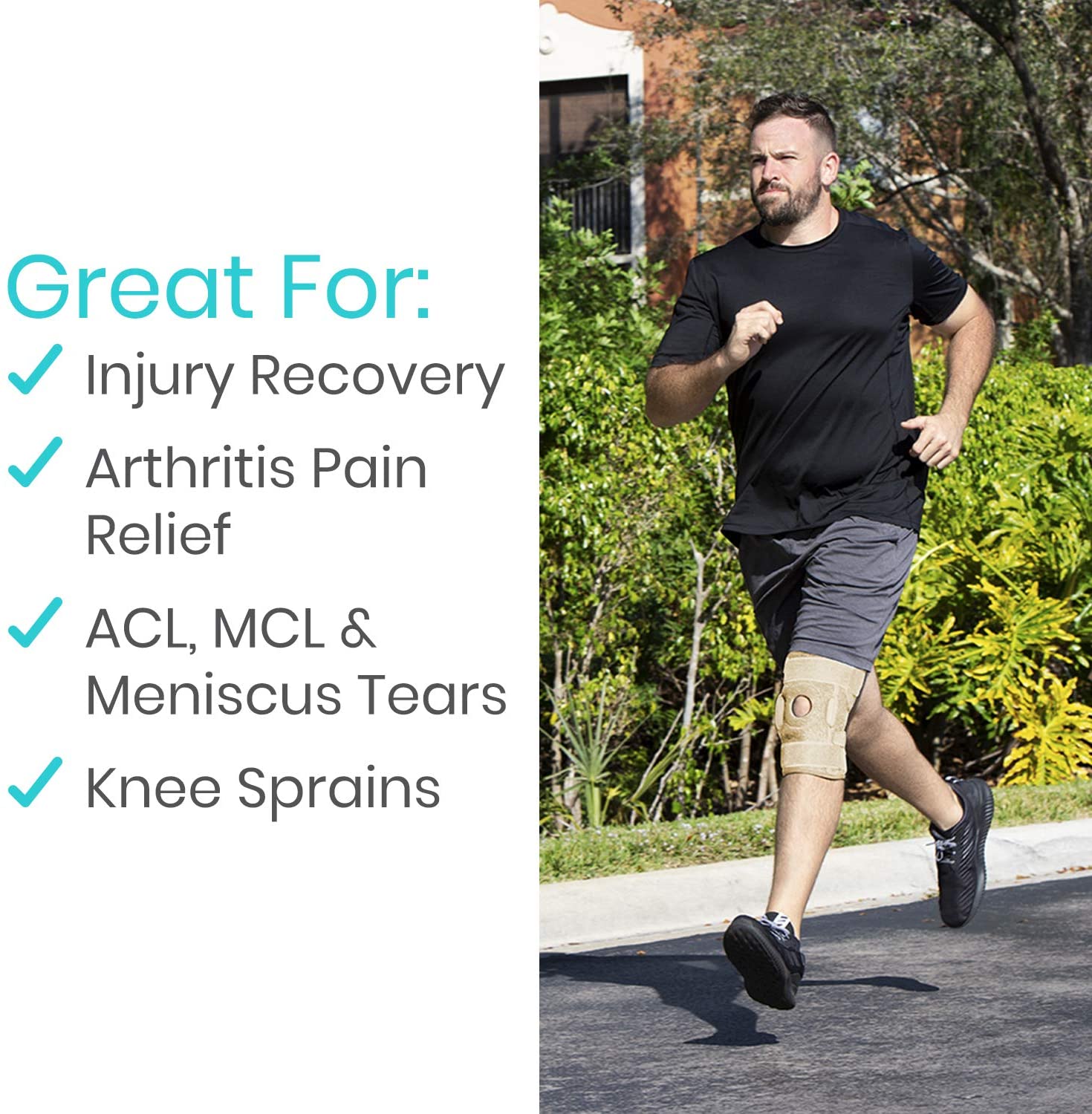 Vive Hinged Knee Brace Open Patella Support Wrap for Women, Men