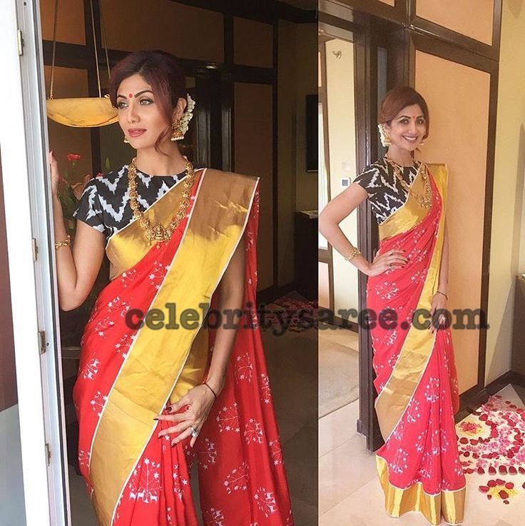 Shilpa Shetty Ikkat Saree - Saree Blouse Patterns
