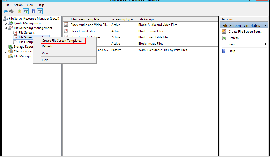 File Screening Windows
