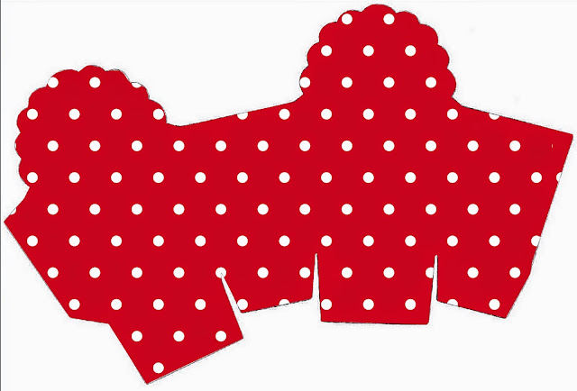 Rojo, Negro y Lunares Blancos: Cajas para Imprimir Gratis. Caja para cupcakes, chocoltes o golosinas de Rojo, Negro y Lunares Blancos.