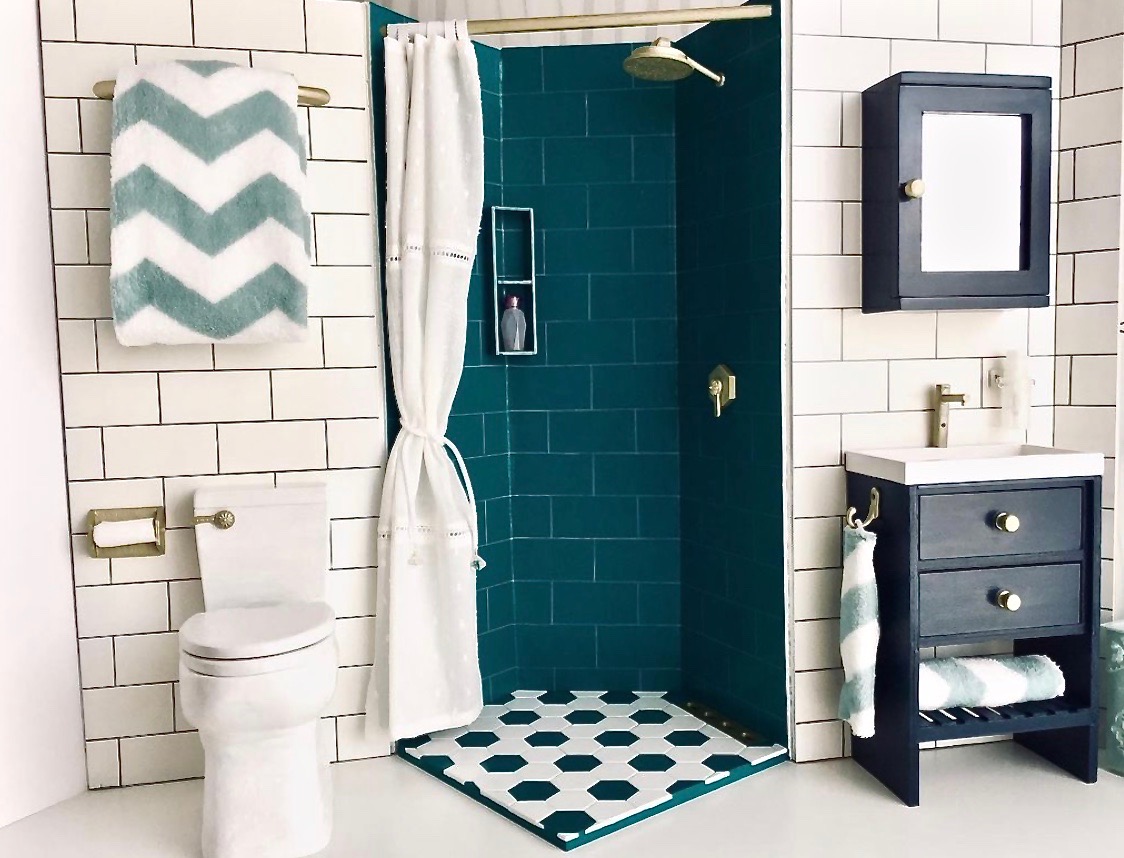 DIY Modern version of Julie's Groovy Bathroom Bathroom for American Girl dolls