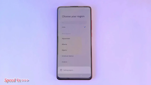 Select region here Setup k20 pro