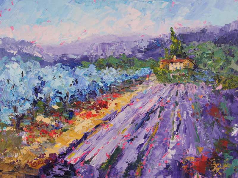 Palette Knife Painters, International Lively Lavender and Olives oil