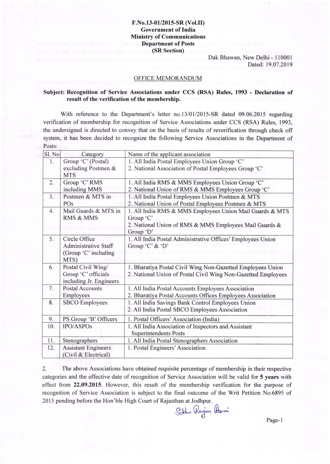 recognition of service association