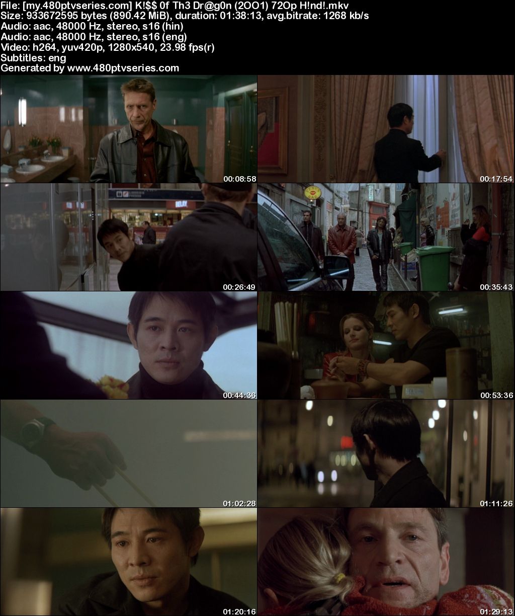 Watch Online Free Kiss of the Dragon (2001) Full Hindi Dual Audio Movie Download 480p 720p Bluray
