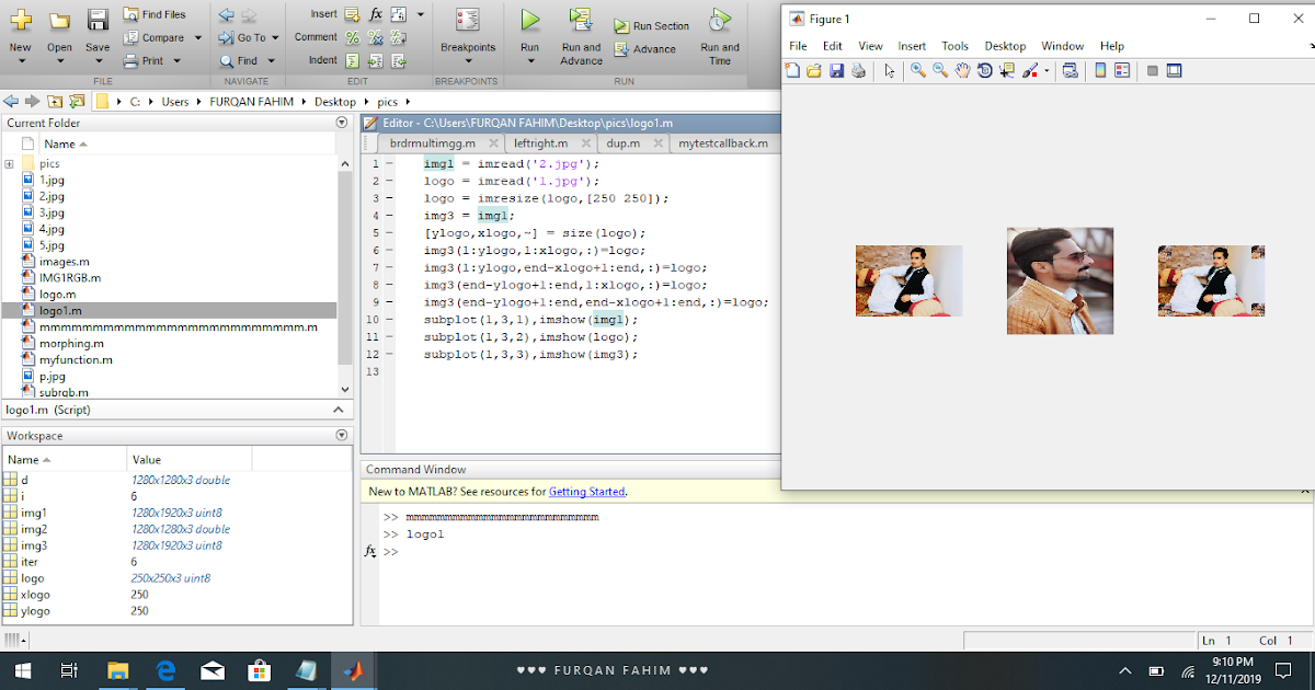 Logo insertion on all four corners in Matlab