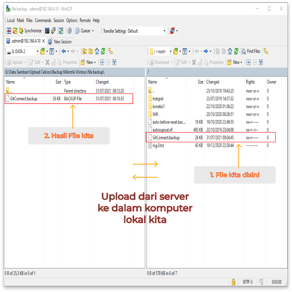 Tampilan WinSCP Tampilan WinSCP