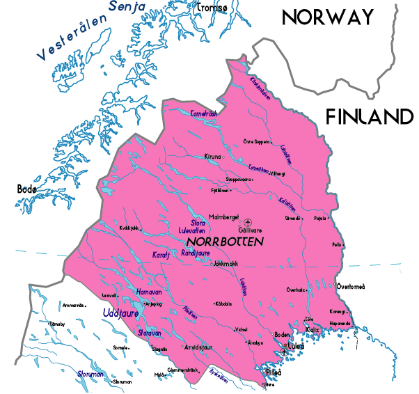 Norrbotten Map Province City | Map of Sweden Political Region Province City