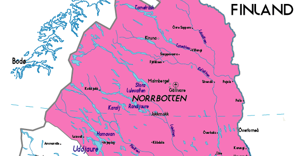 Norrbotten Map Province City | Map of Sweden Political Region Province City