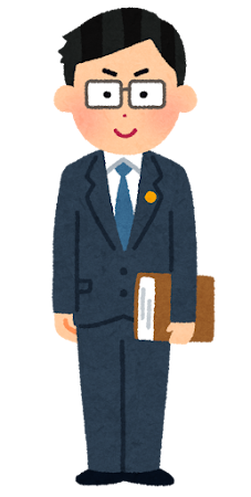 士業バッジをつけた人のイラスト（男性・眼鏡あり）