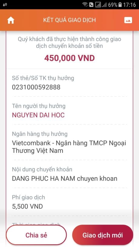 Anh Nam chuyển tiền mua trùn quế