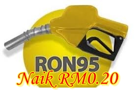 RON95, diesel, naik lagi, harga naik, subsidi dikurangkan RM0.20