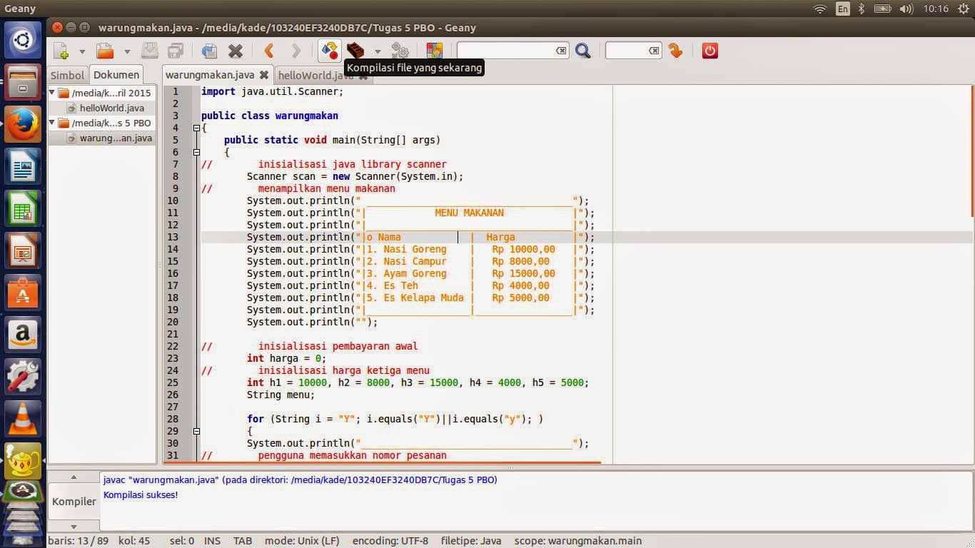PROGRAM KASIR SEDERHANA (JAVA) ~ Kade Kapoer's Blog