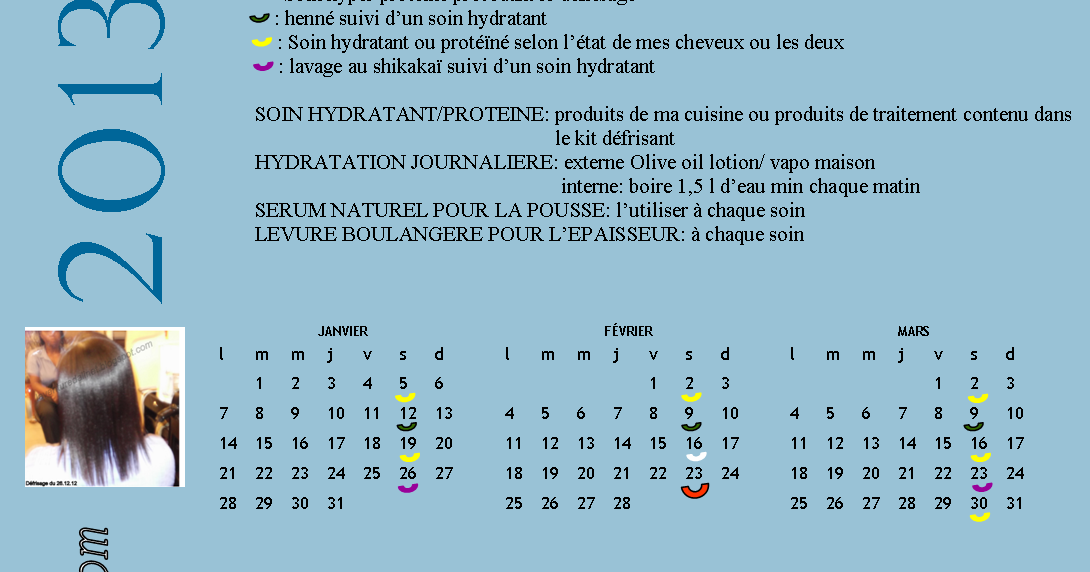 Laventuredalinet: MON CALENDRIER CAPILLAIRE 2013