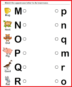 Kindergarten Worksheets: Match upper case and lower case letters 8