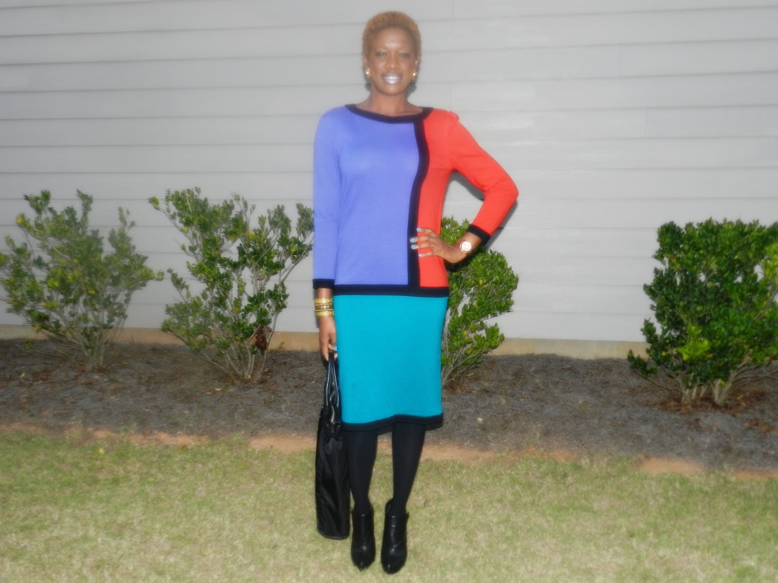 Thrifted Trends: Colorblock Sweater Dress | Two Stylish Kays