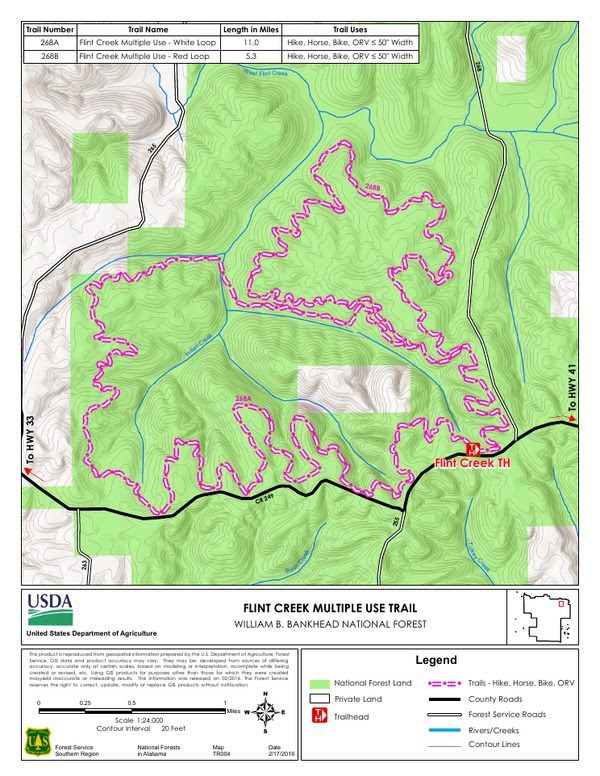 Bankhead National Forest Topo Map The Natural South: Get Outside! Flint Creek Multi Use Trail (Bankhead  National Forest) Get Outside!