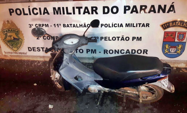 PM de Roncador recupera motocicleta que havia sido furtada na cidade de Campo Mourão