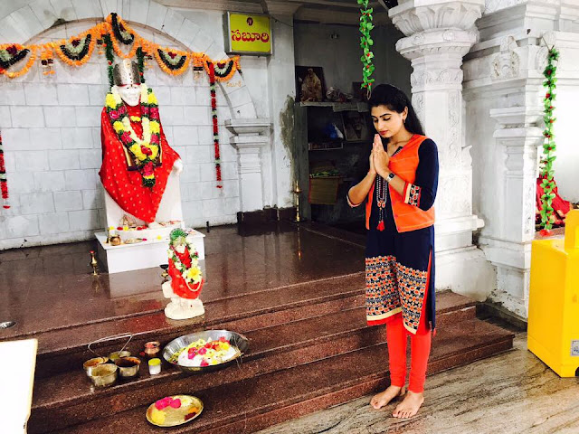 Telugu Serial Actress Chaitra Rai Stills In Orange Dress Navel Queens