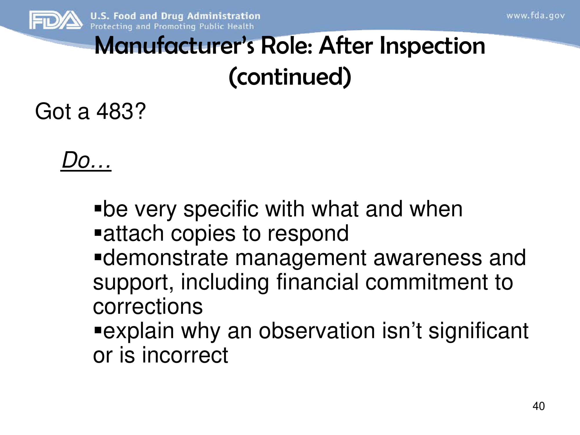 FDA Approaches to GMP Inspection Guidelines