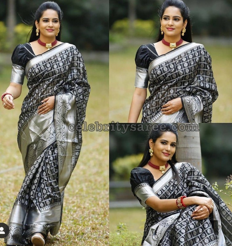 Himaja Black Silk Saree - Saree Blouse Patterns
