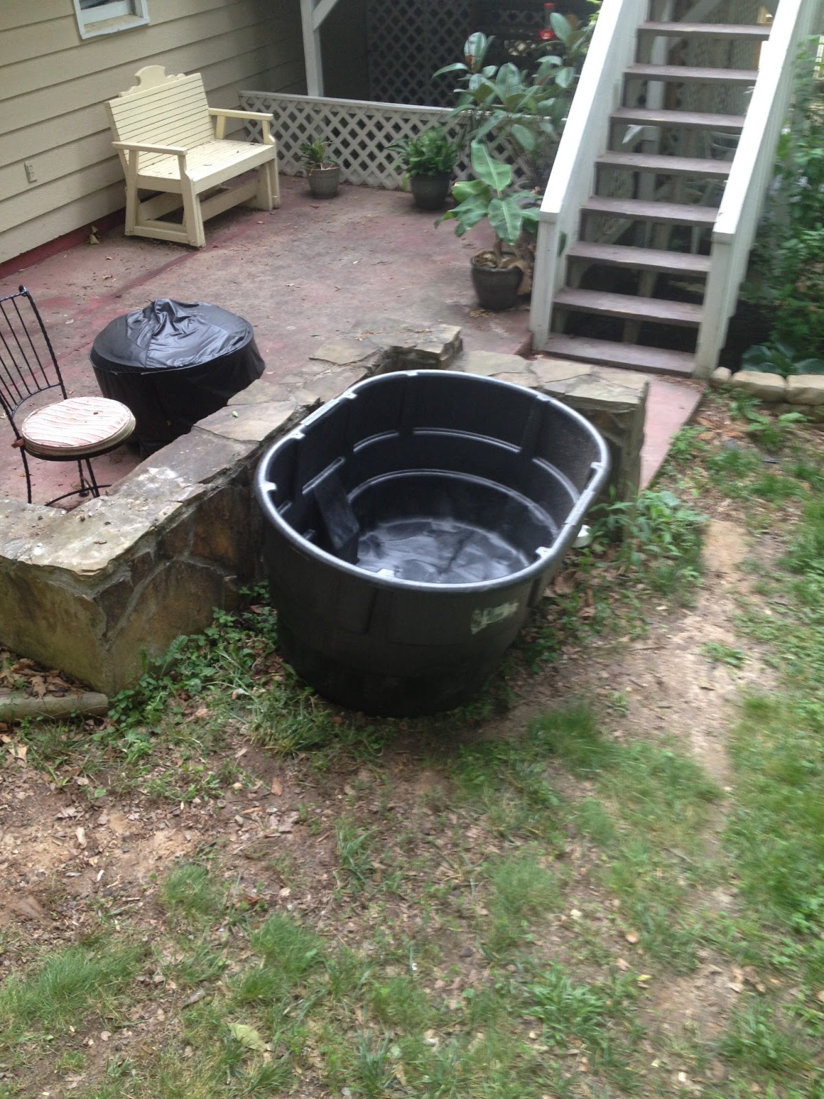 The Hawkins' Family Pond Stock tank filter and bottom drain