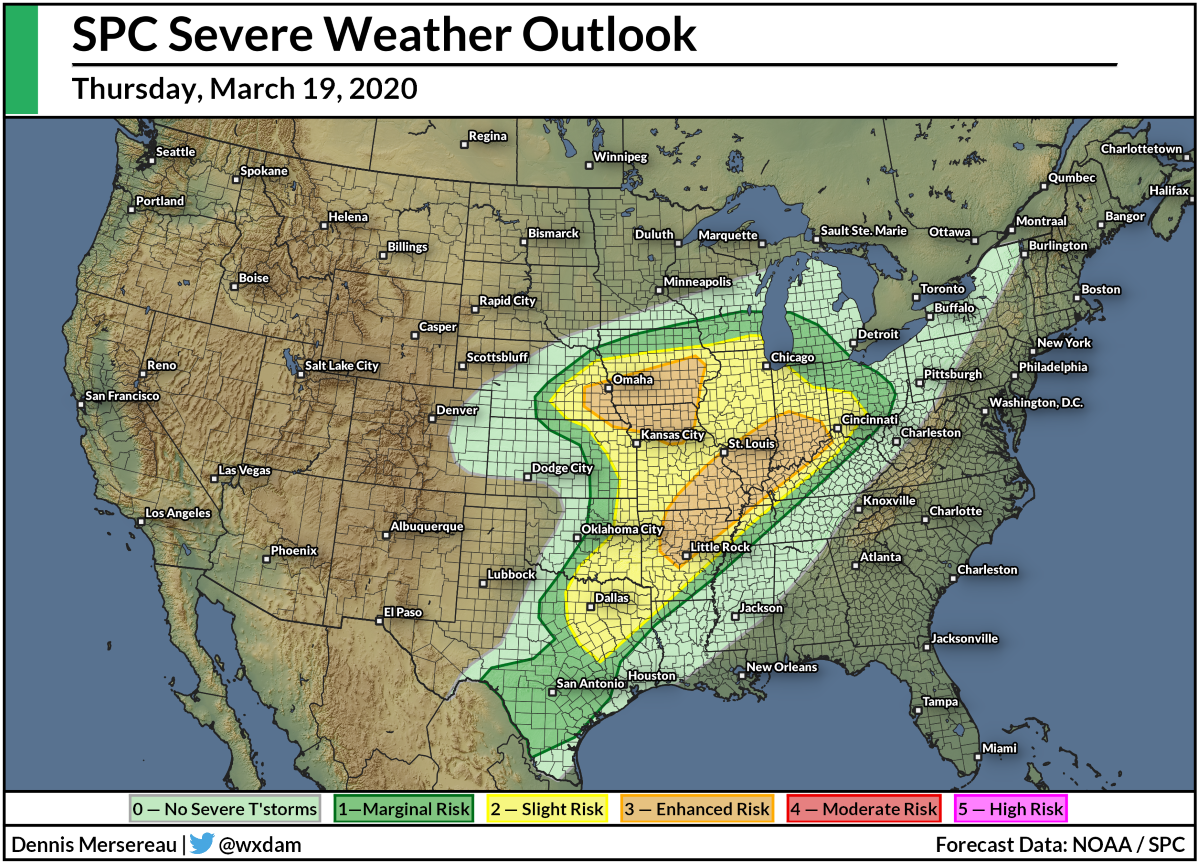 A Widespread Threat For Severe Weather Will Cover The Central U.S. On